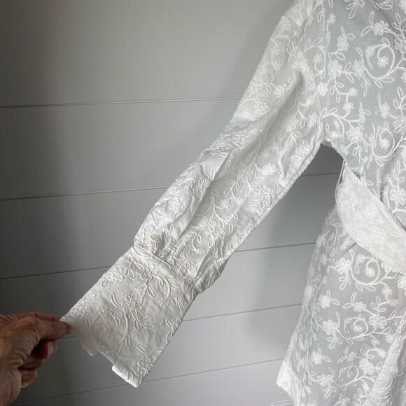 SUPER NATURAL BY SECRET MISSION SKIPE SHIRT EMBROIDERED WHITE DRESS SIZE S $425 - Picture 4 of 12